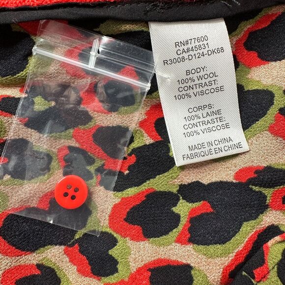 Sandrine Rose Animal Print Crew Neck Wool Sweater Red Women Small NWT Oversized - Picture 11 of 11